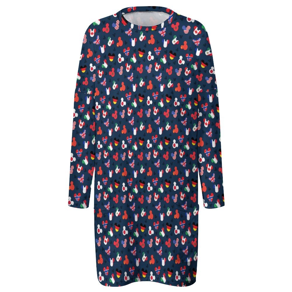 Mickey Flags Women's Long Fit Sweatshirt With Pockets