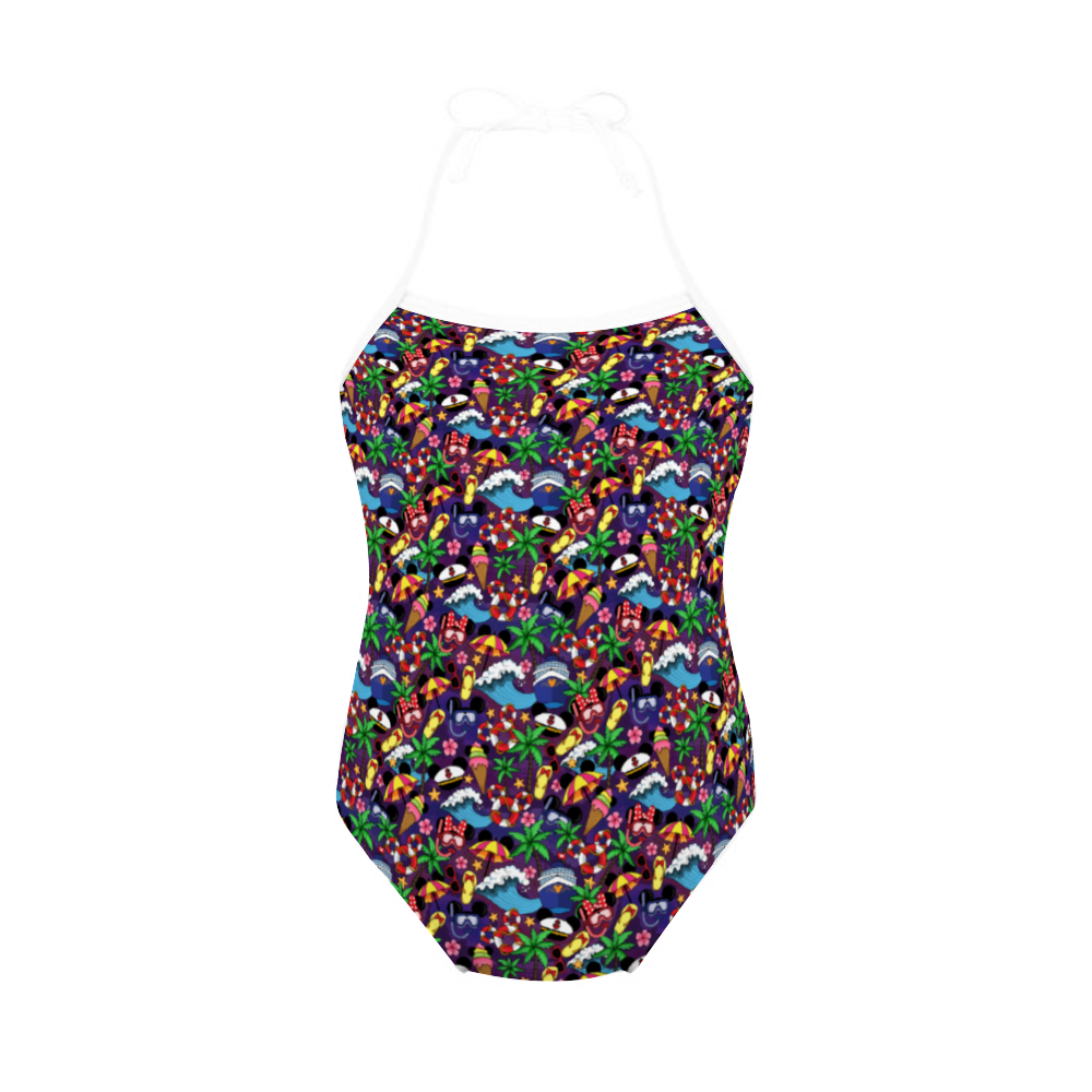 Mickey And Minnie Cruise Girl's Halter One Piece Swimsuit