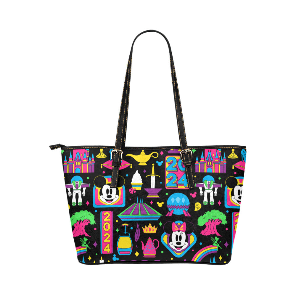 Disney 2024 Dark Leather Tote Bag