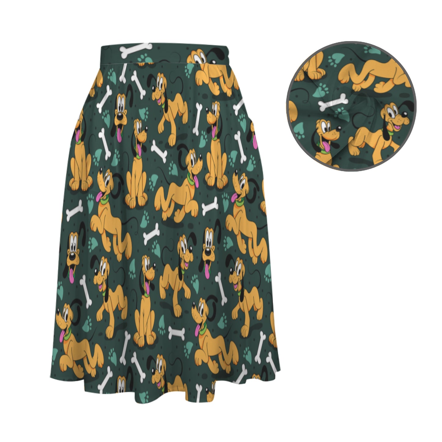 Pluto Elastic Waist Midi Skirt With Pockets