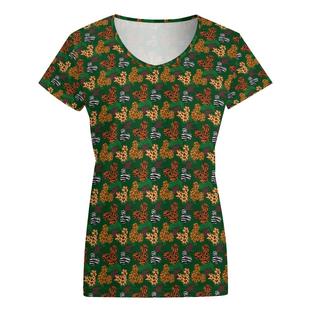 Animal Prints Women's V-Neck Short Sleeve T-Shirt