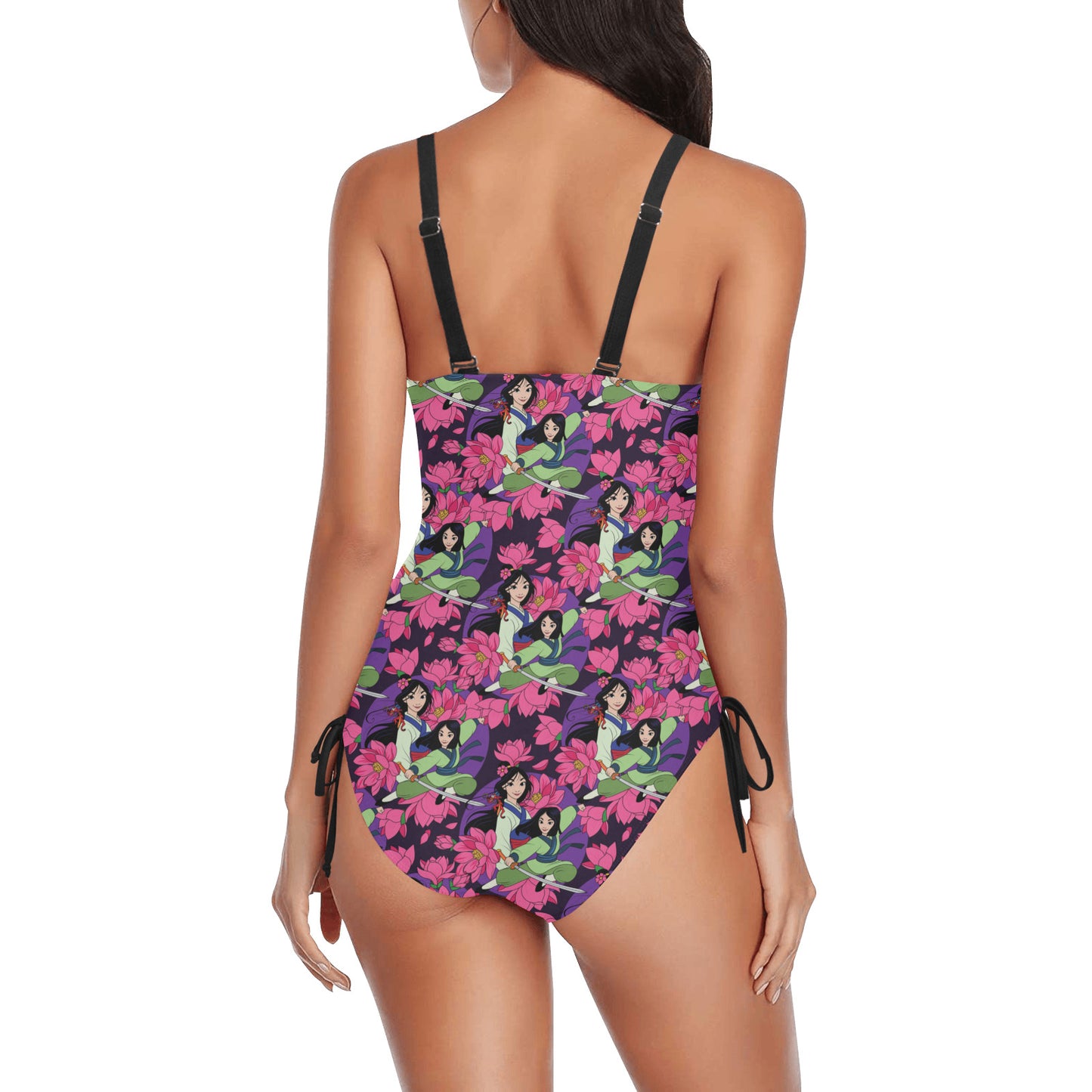 Disney Mulan Blooming Flowers Drawstring Side Women's One-Piece Swimsuit