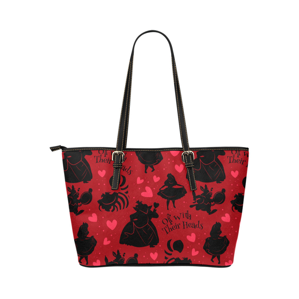 Disney Alice In Wonderland Queen Of Hearts Off With Their Heads Leather Tote Bag