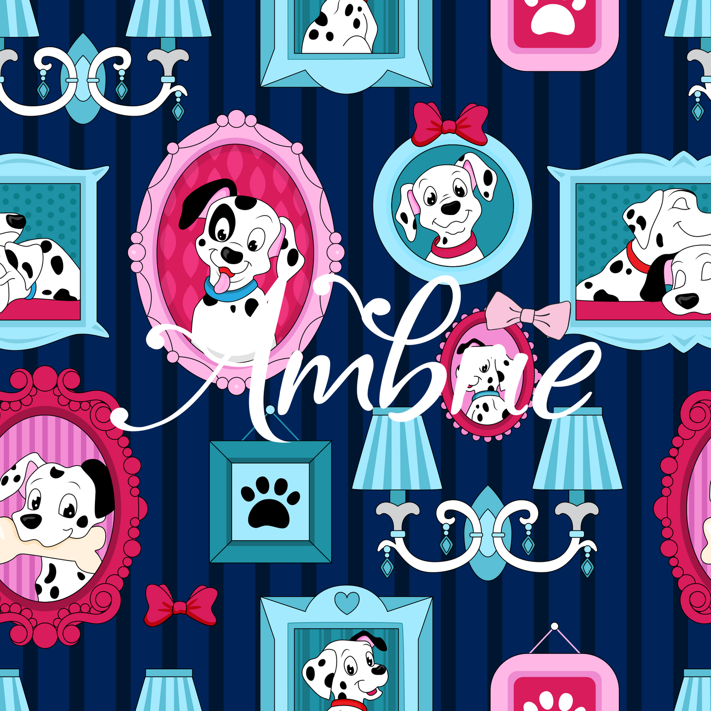 101 Dalmatians Seamless Pattern, Magical Cartoon Seamless pattern, Fabric Sublimation