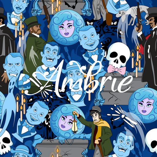 Haunted Mansion Seamless Pattern, Magical Cartoon Seamless pattern, Fabric Sublimation