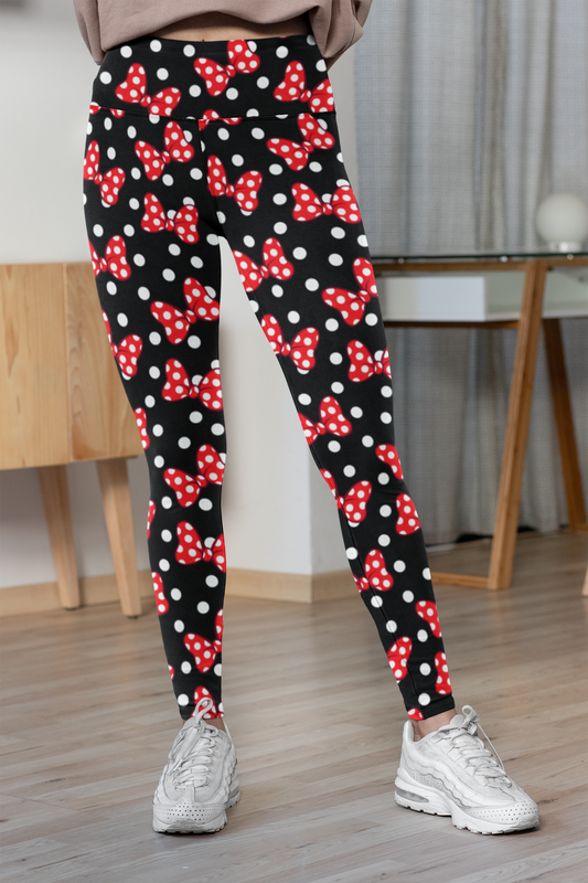 Polka Dot With Bows Women's Leggings - PRESALE LAST DAY TO ORDER 4/30/2024