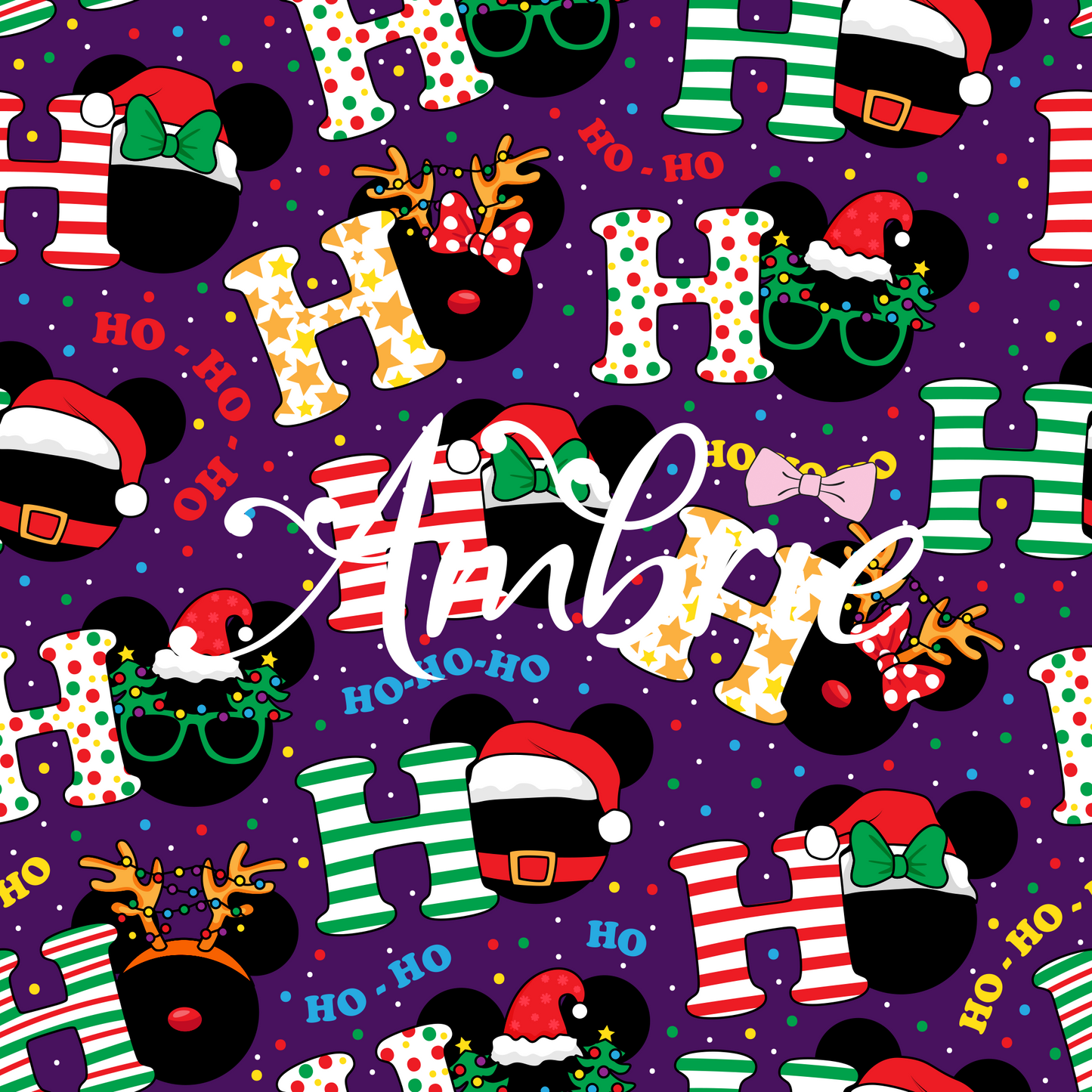 Ho Ho Ho Seamless Pattern, Magical Cartoon Seamless pattern, Fabric Sublimation