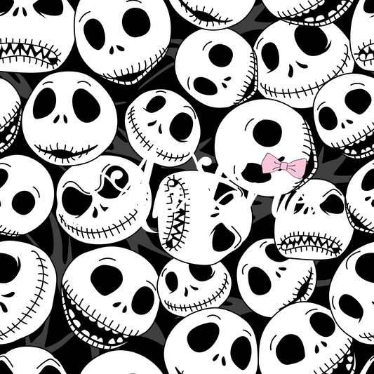 Jack Skellington Faces Seamless Pattern, Magical Cartoon Seamless pattern, Fabric Sublimation