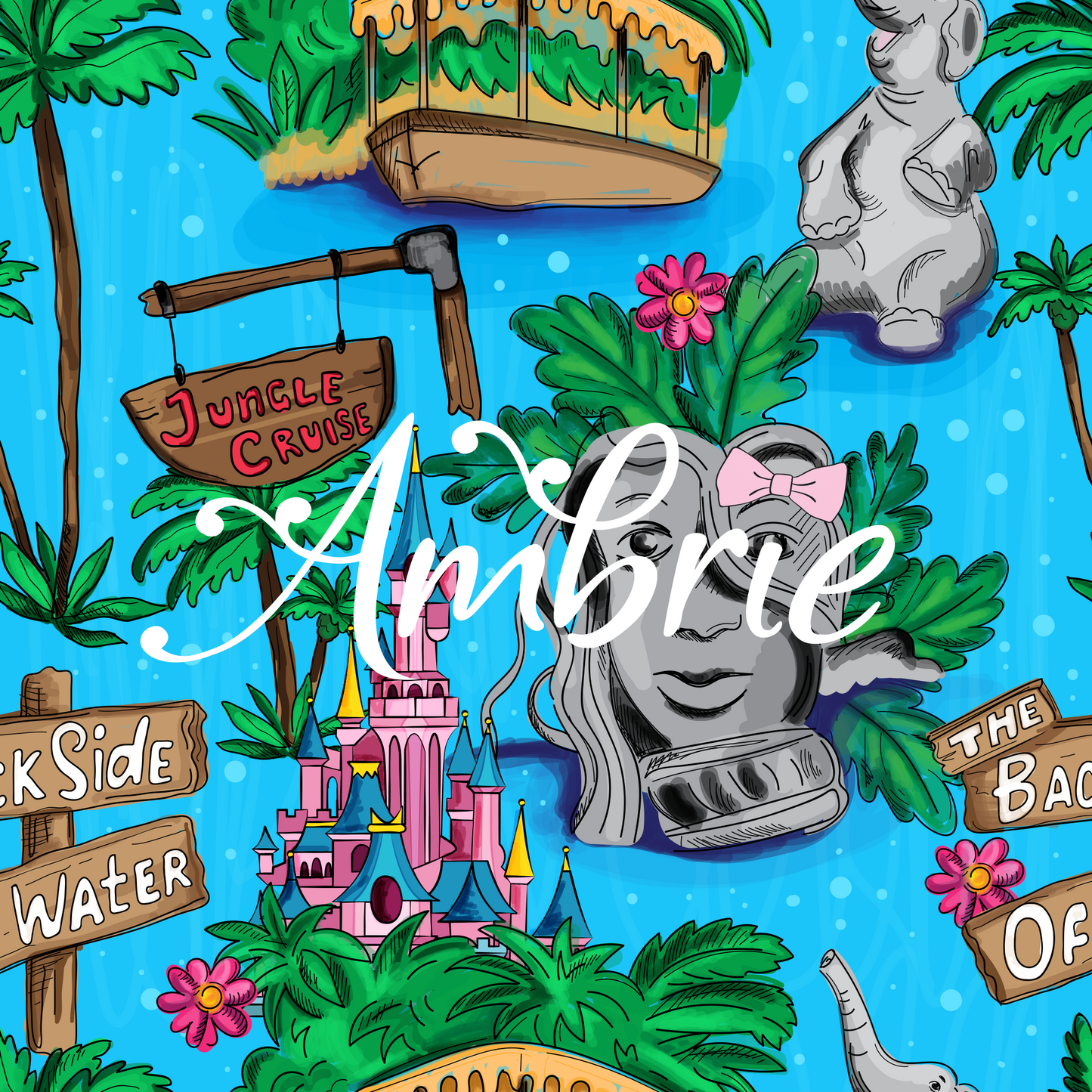 Jungle Cruise Seamless Pattern, Magical Cartoon Seamless pattern, Fabric Sublimation
