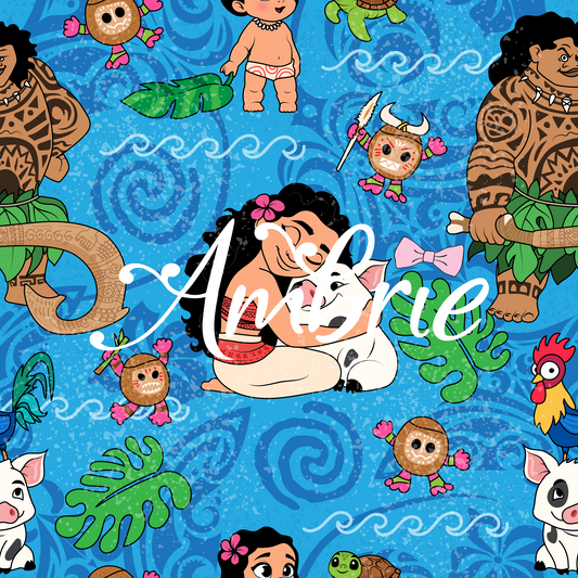 Moana Pattern, Magical Cartoon Seamless pattern, Fabric Sublimation