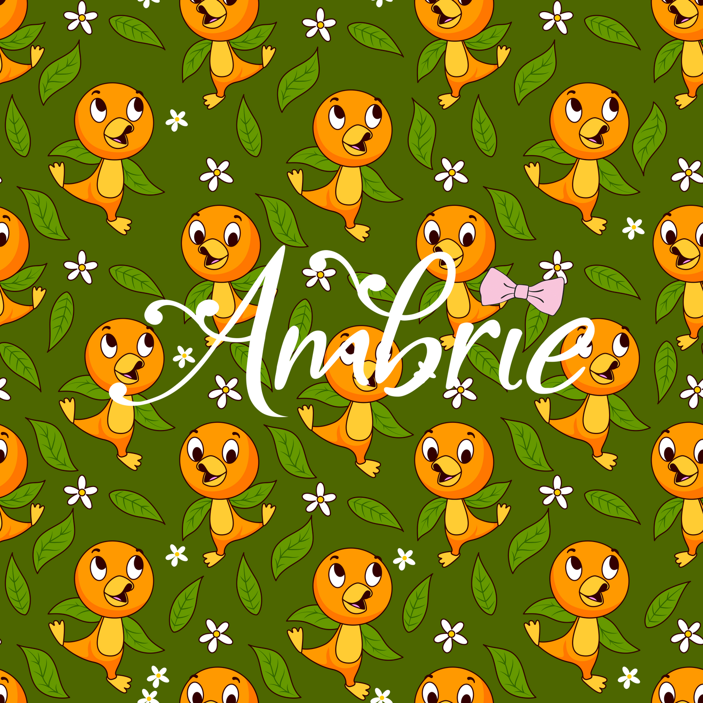 Orange Bird Seamless Pattern, Magical Cartoon Seamless pattern, Fabric Sublimation