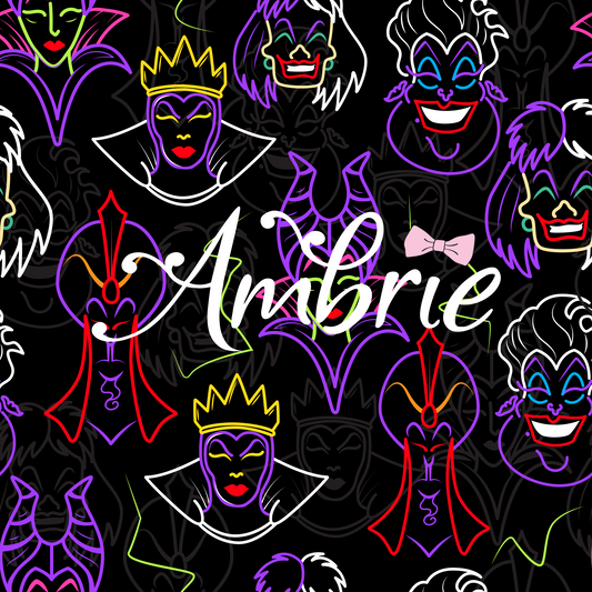Neon Villains Seamless Pattern, Magical Cartoon Seamless pattern, Fabric Sublimation