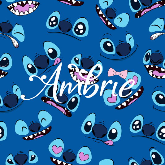 Stitch Blue Seamless Pattern, Magical Cartoon Seamless pattern, Fabric Sublimation