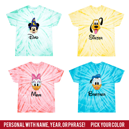 Customizable Family Character Graphic Tie-Dye Tee - Pick Your Character