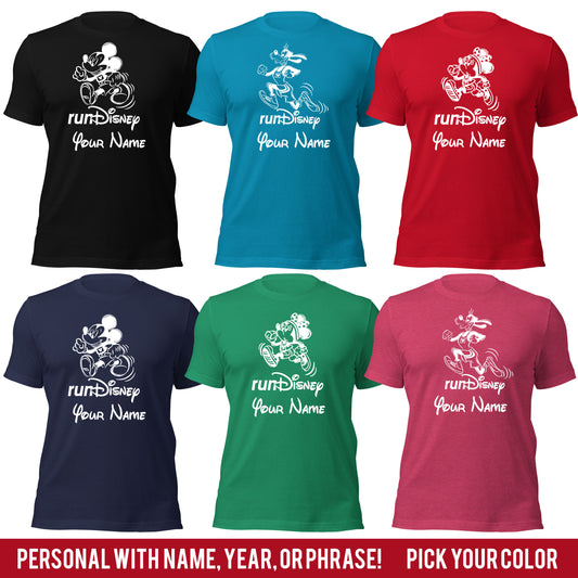 Customizable Family Run Disney Characters Graphic Tee - Pick Your Character