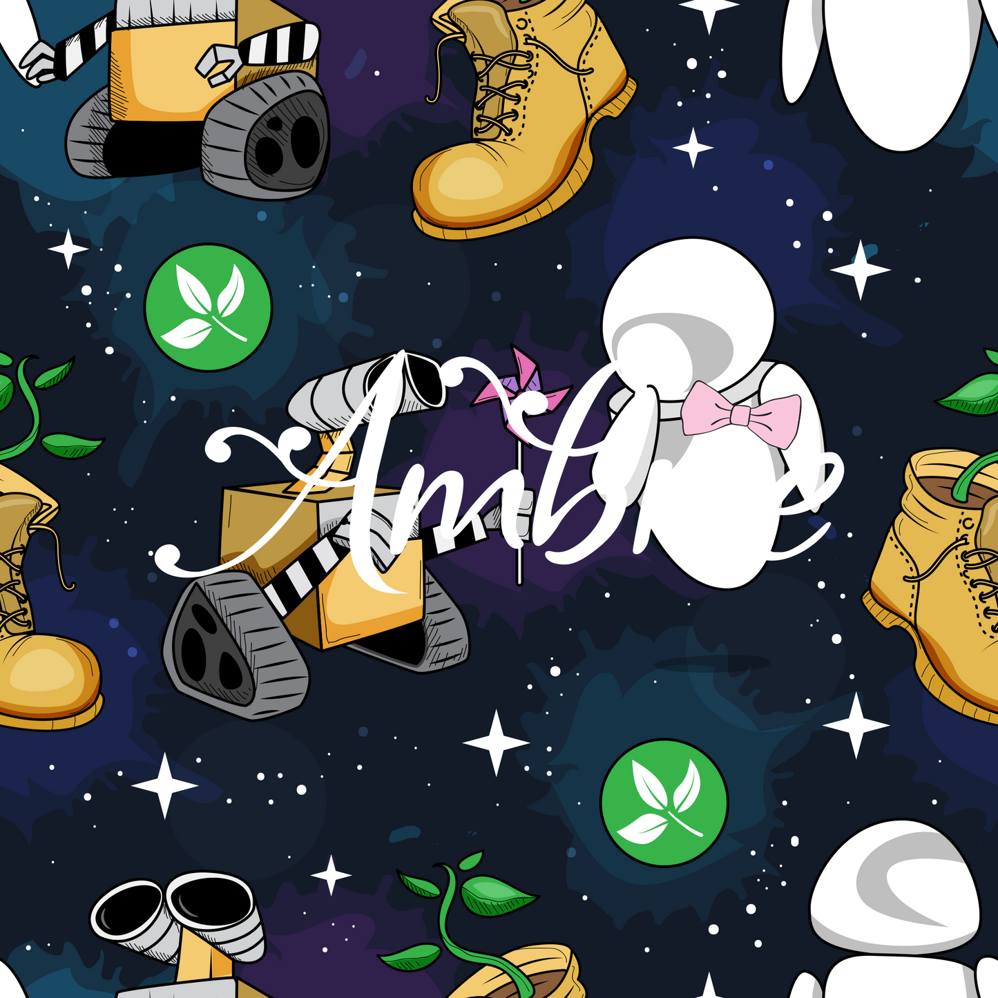 Wall-E Seamless Pattern, Magical Cartoon Seamless pattern, Fabric Sublimation