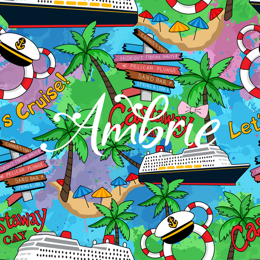 Watercolor Cruise And Candy Seamless Pattern, Magical Cartoon Seamless pattern, Fabric Sublimation