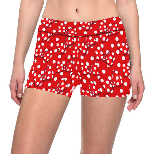 Polka Dots With Red Bows Women's Short Leggings