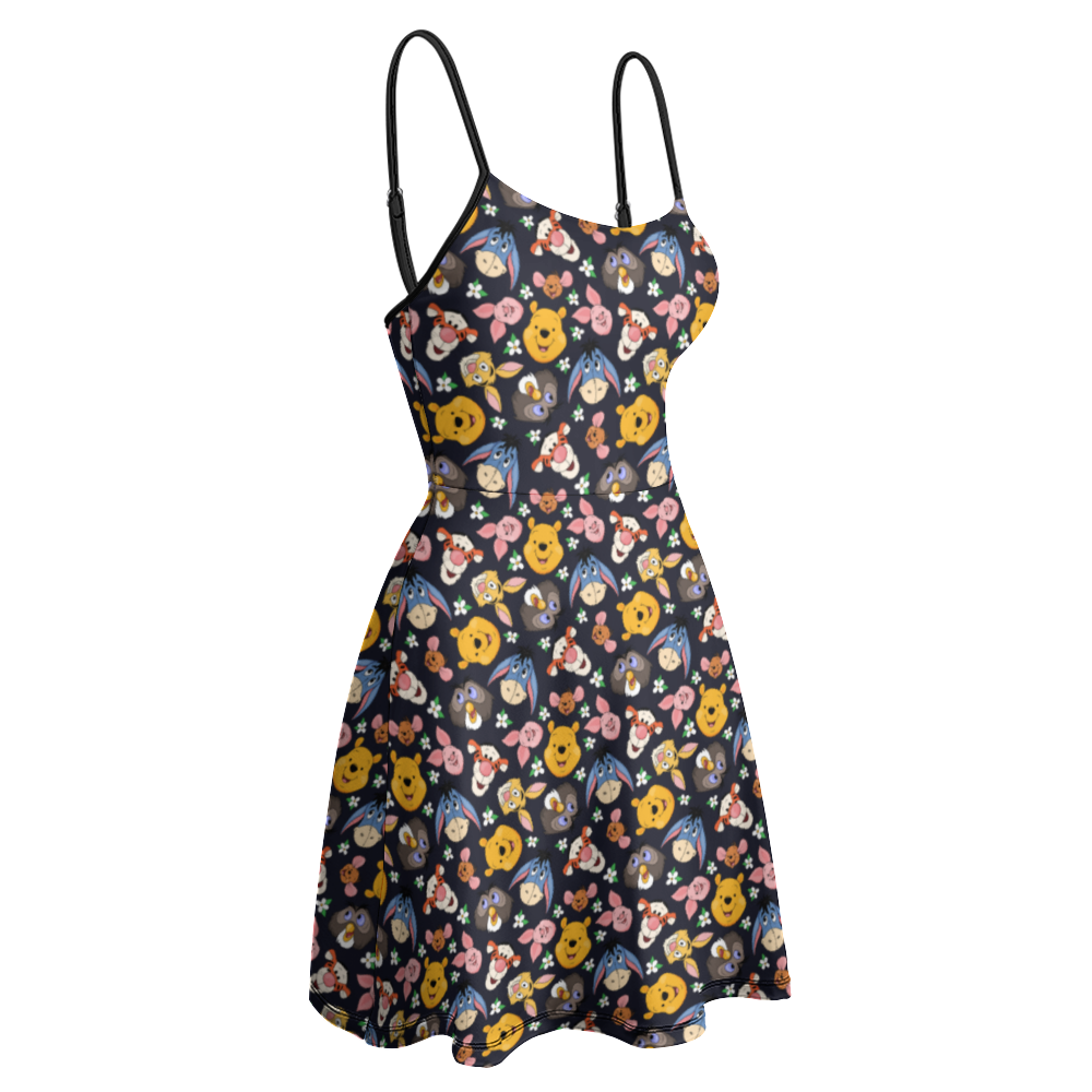 Disney Winnie The Pooh Hundred Acre Wood Friends Women's Sling Short Dress