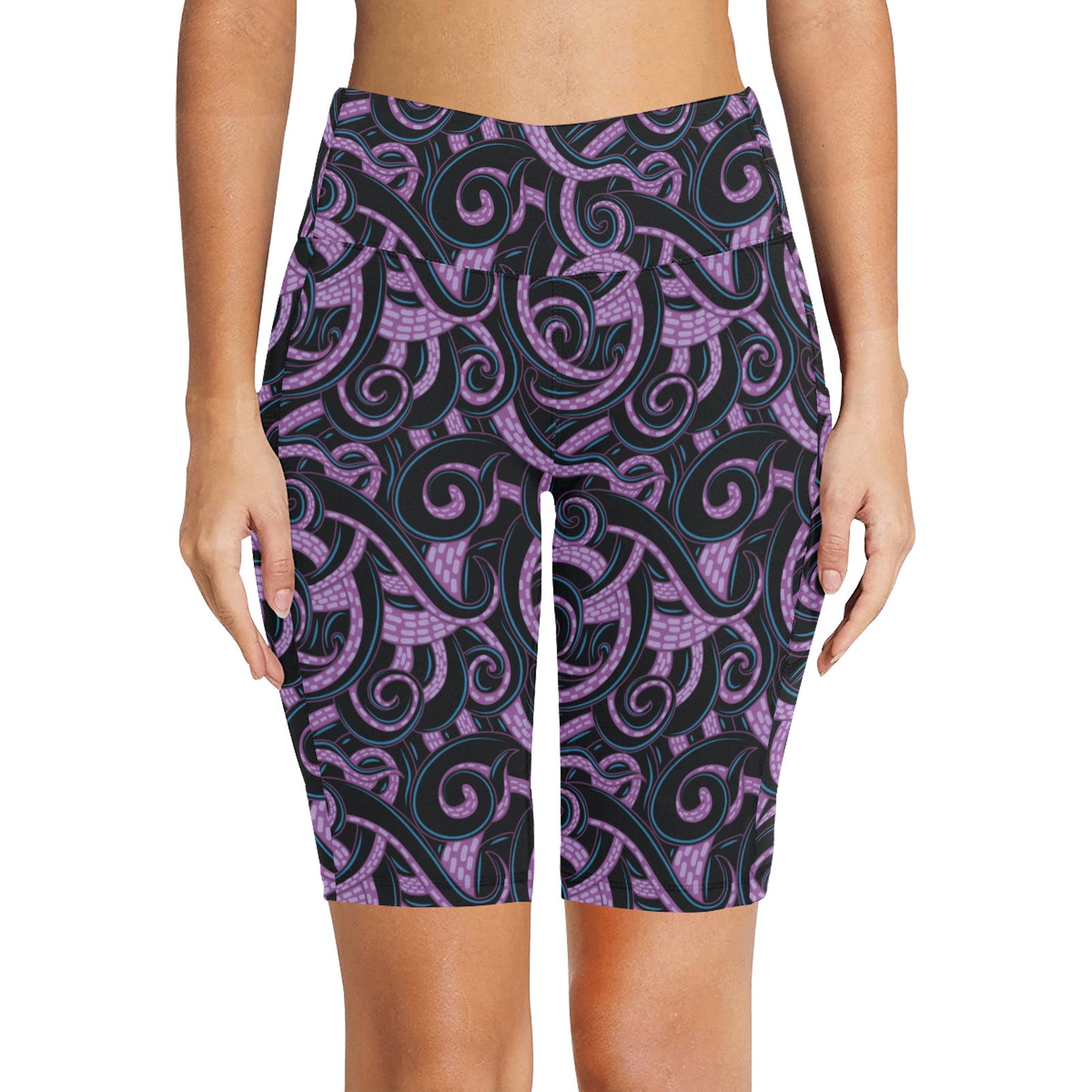 Ursula Tentacles Women's Athletic Workout Half Tights Leggings With Side Pockets