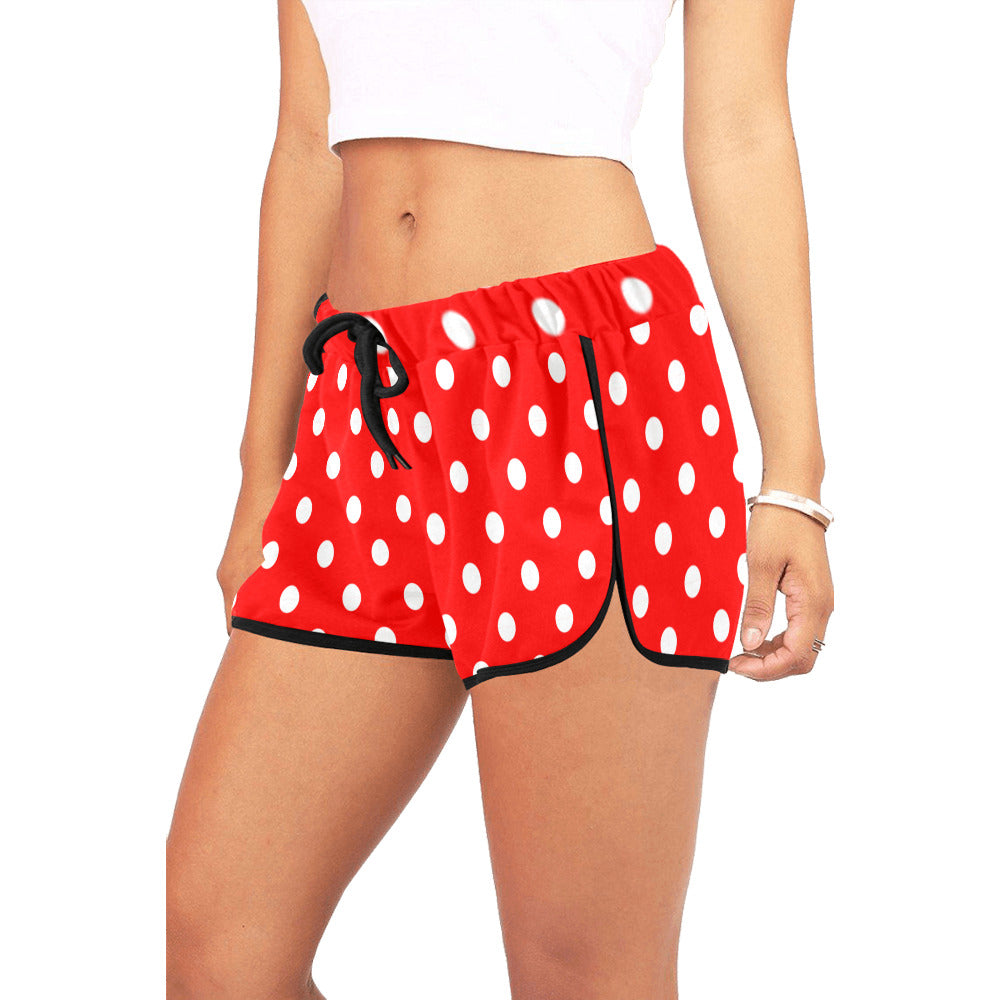 Red With White Polka Dots Women's Relaxed Shorts