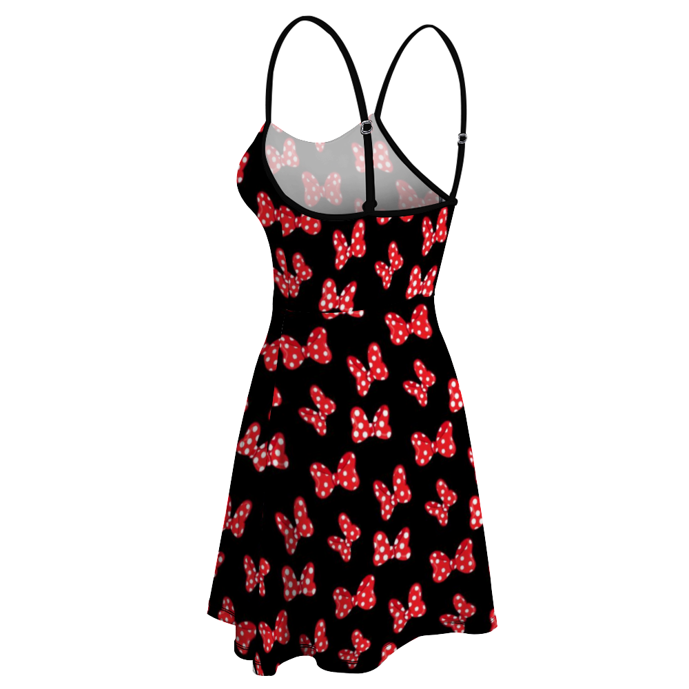 Polka Dot Bows Women's Sling Short Dress