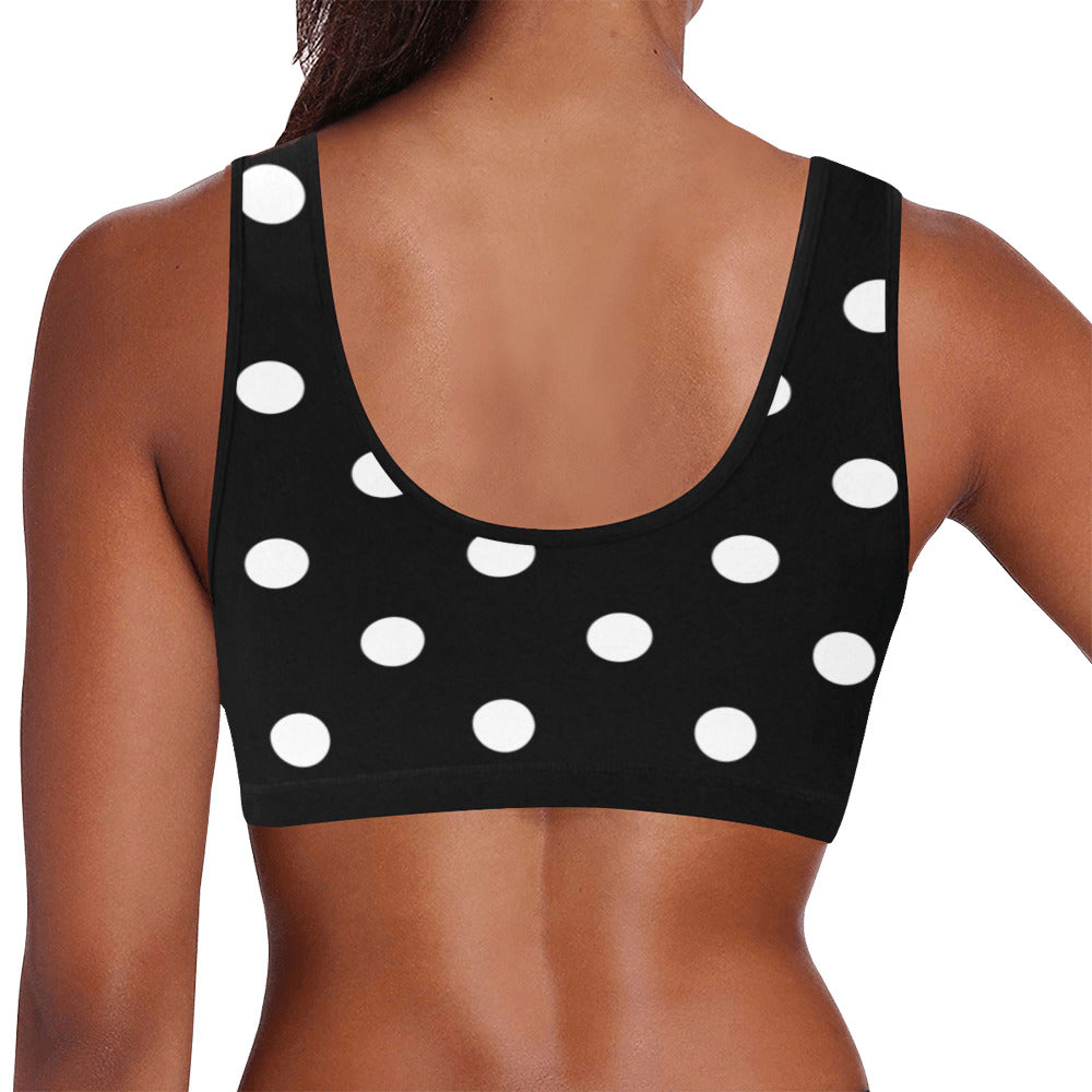 Black With White Polka Dots Women's Sports Bra