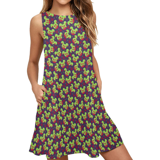 Magical Evil Apple Sleeveless A-Line Pocket Dress