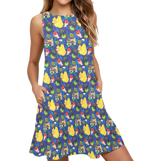 Disney Snow White Magic Mirror On The Wall Sleeveless A-Line Pocket Dress