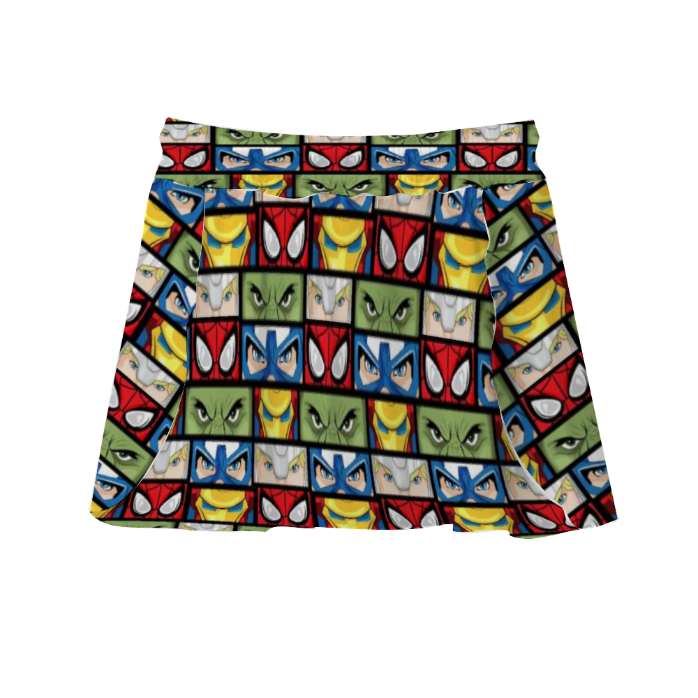 Super Heroes Eyes Athletic Skirt With Built In Shorts