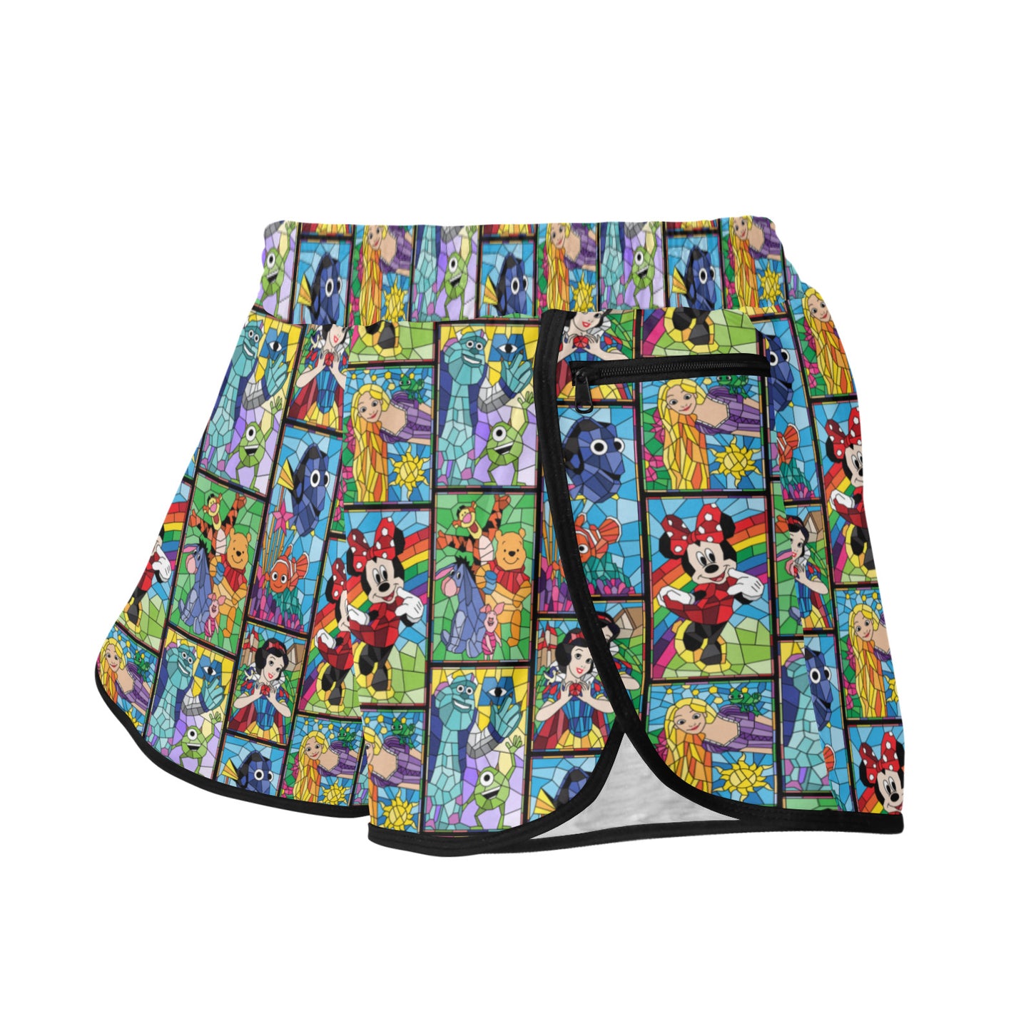 Stained Glass Characters Women's Athletic Sports Shorts