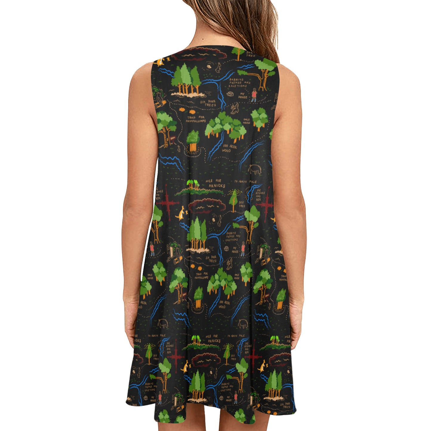 Disney Winnie The Pooh Hundred Acre Wood Sleeveless A-Line Pocket Dress