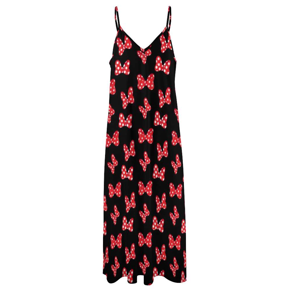 Polka Dot Bows Women's Summer Slip Long Dress