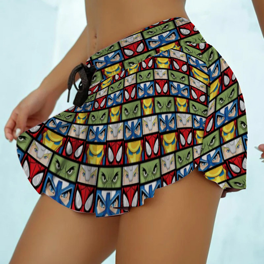 Super Heroes Eyes Athletic Skirt With Built In Shorts