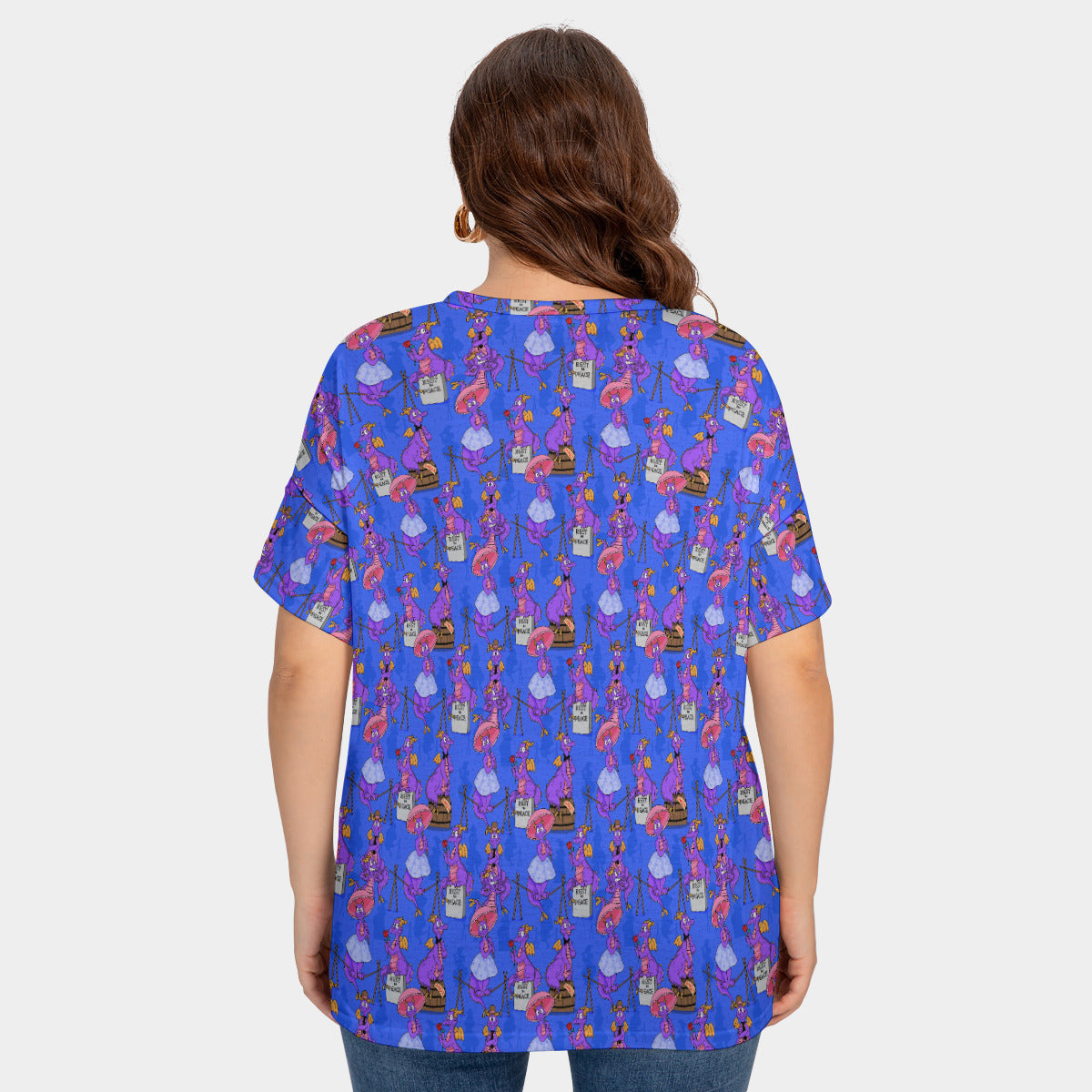 Haunted Mansion Figment Women's Plus Size Short Sleeve T-shirt With Sleeve Loops