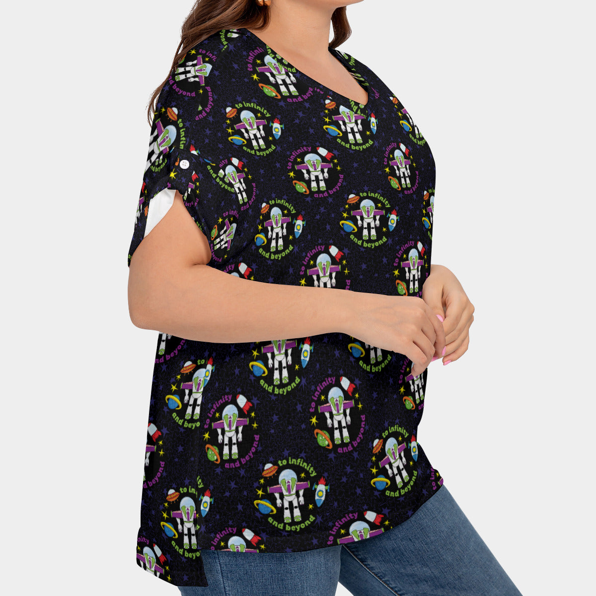 To Infinity And Beyond Women's Plus Size Short Sleeve T-shirt With Sleeve Loops