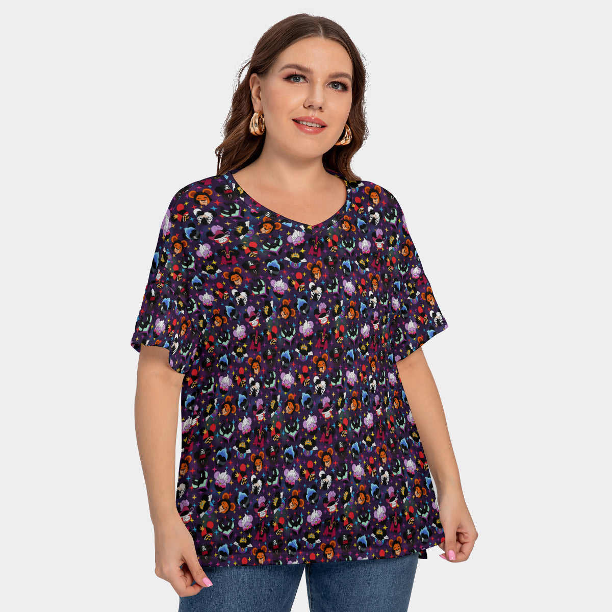 Villains Women's Plus Size Short Sleeve T-shirt With Sleeve Loops