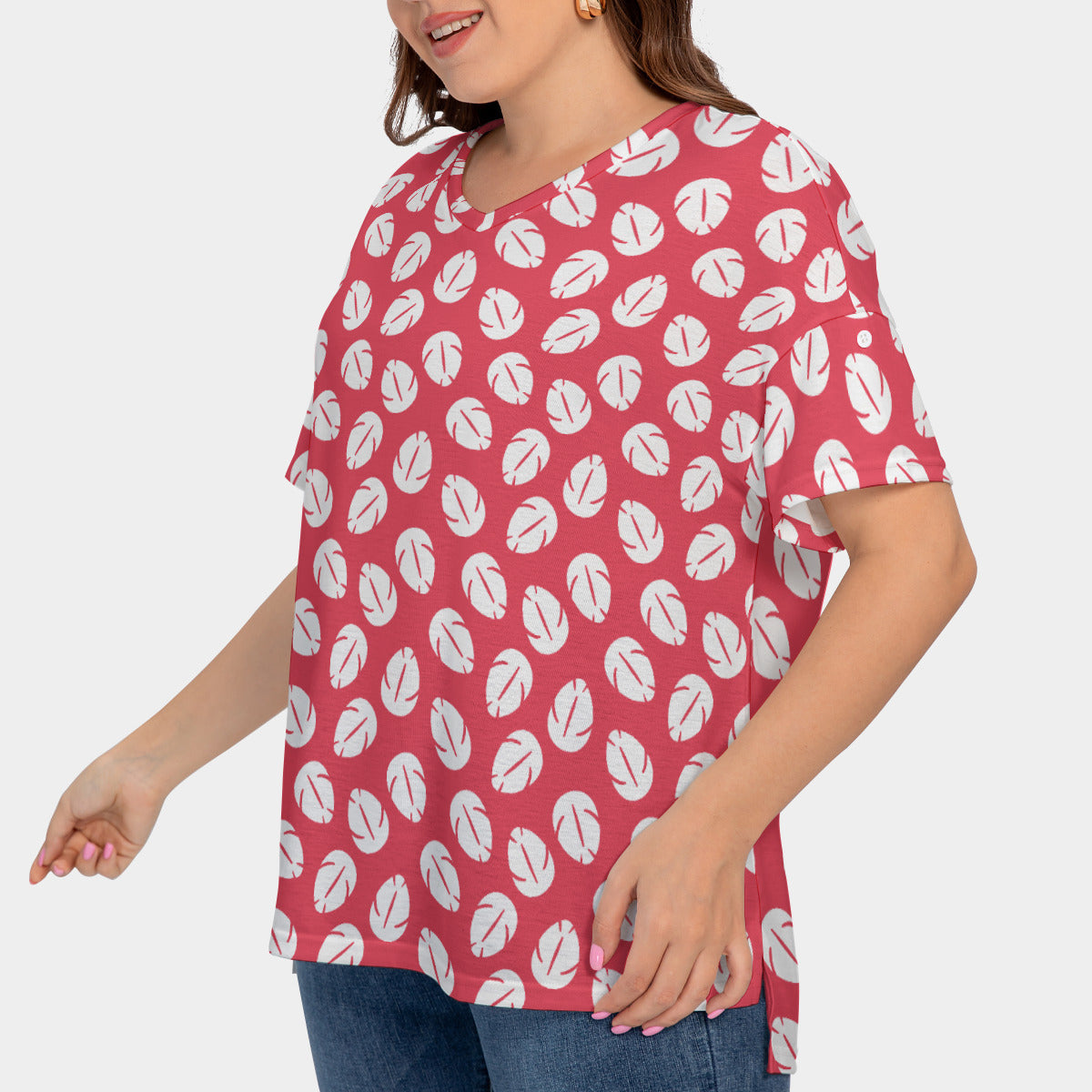 Lilo's Dress Women's Plus Size Short Sleeve T-shirt With Sleeve Loops