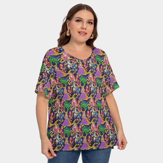 Disney Tangled Rapunzel At Last I See The Light Women's Plus Size Short Sleeve T-shirt With Sleeve Loops