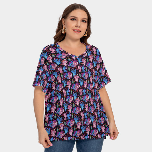 Besties Women's Plus Size Short Sleeve T-shirt With Sleeve Loops