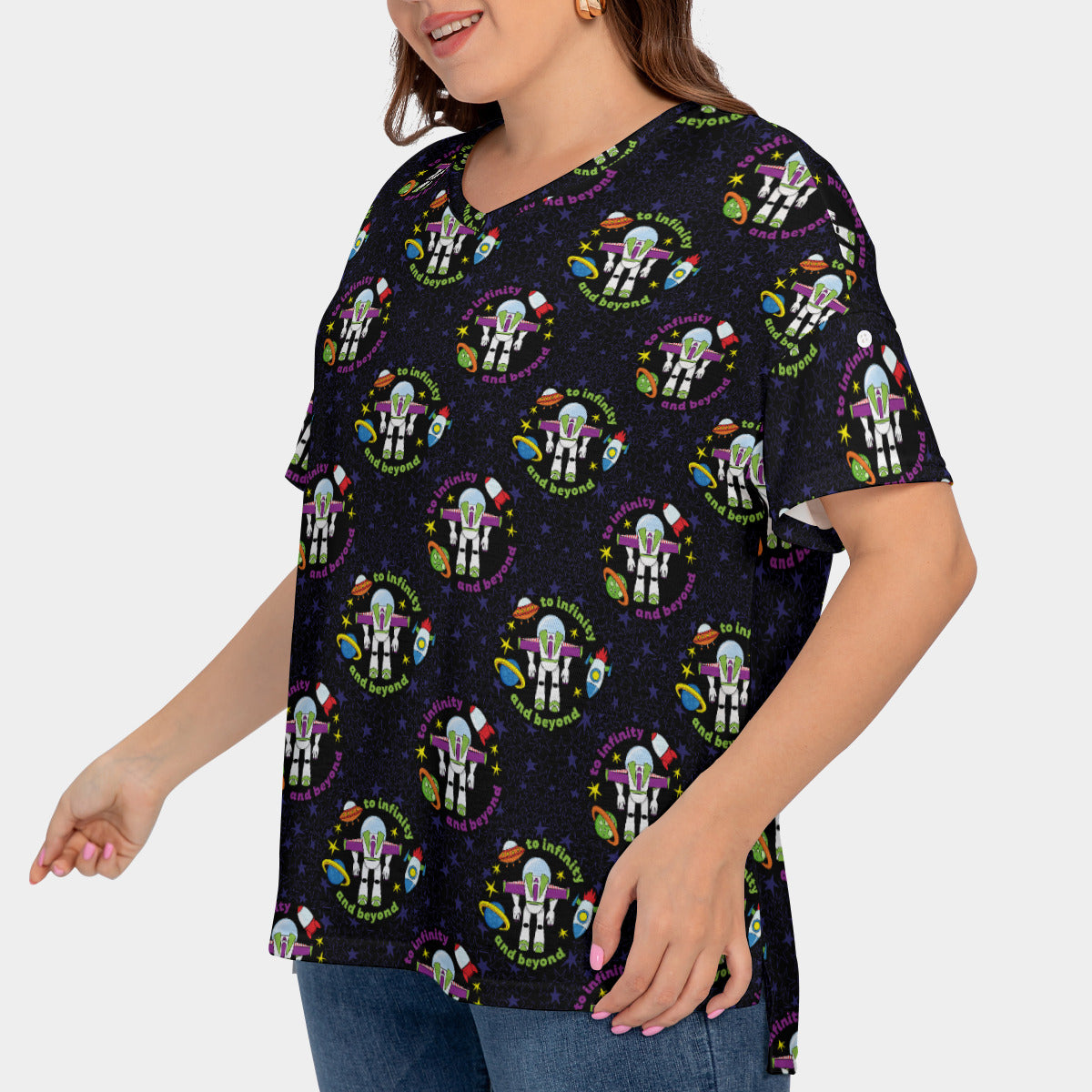 To Infinity And Beyond Women's Plus Size Short Sleeve T-shirt With Sleeve Loops