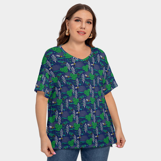 Living With The Land Women's Plus Size Short Sleeve T-shirt With Sleeve Loops