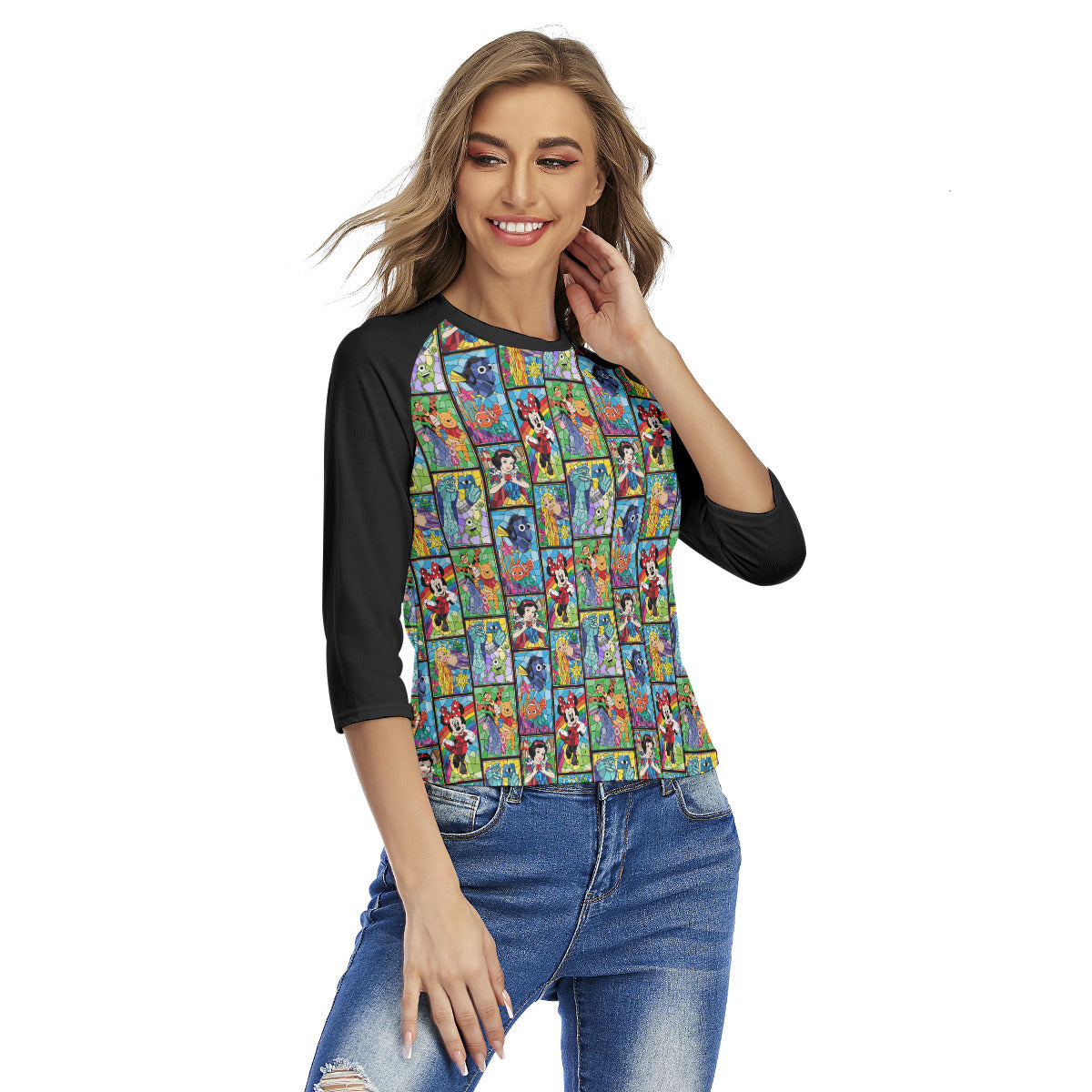 Stained Glass Characters Women's Raglan T-Shirt