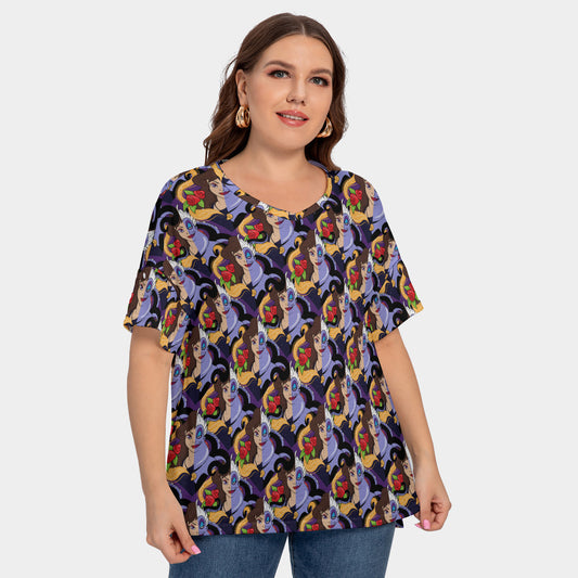 Ursula Women's Plus Size Short Sleeve T-shirt With Sleeve Loops