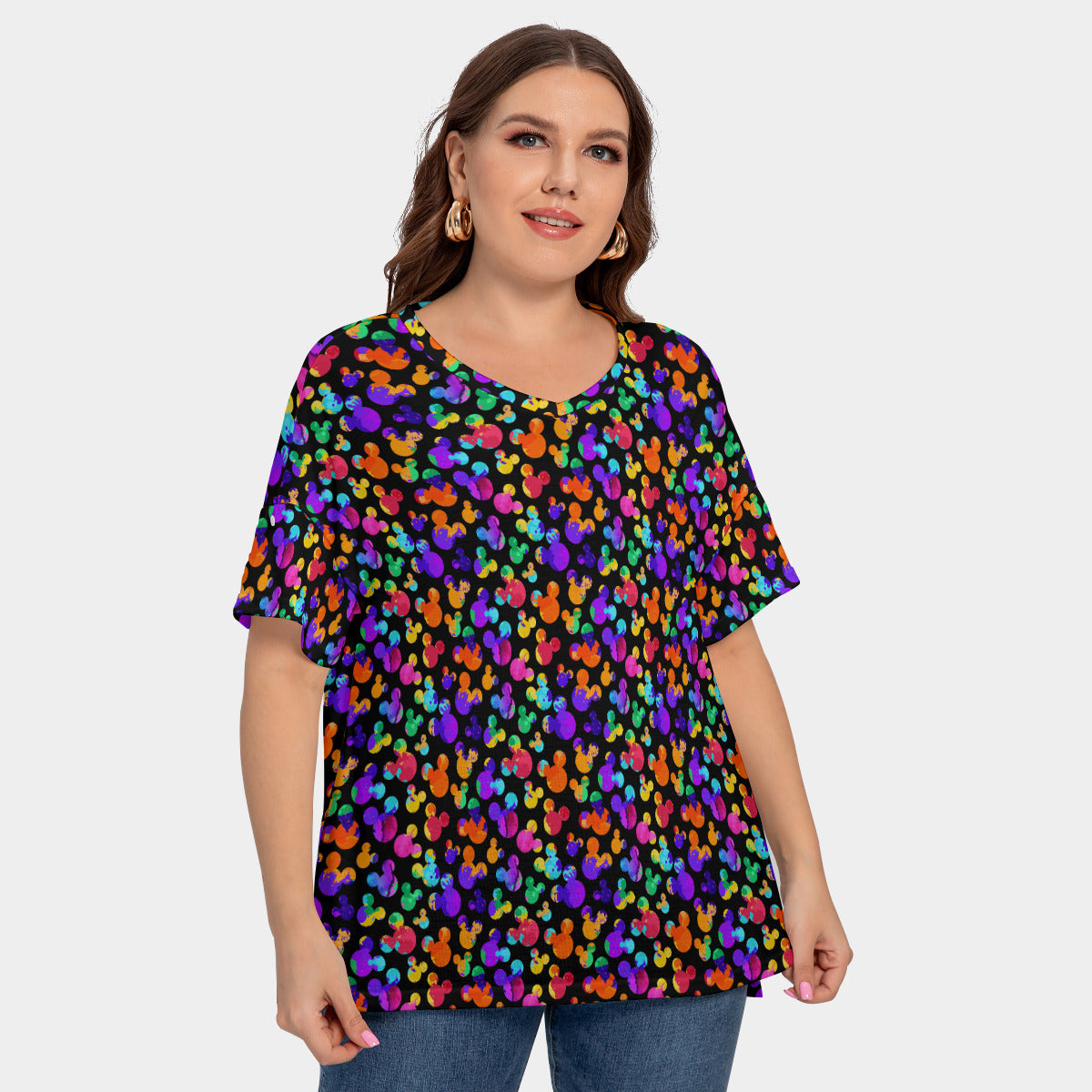 Waercolor Women's Plus Size Short Sleeve T-shirt With Sleeve Loops
