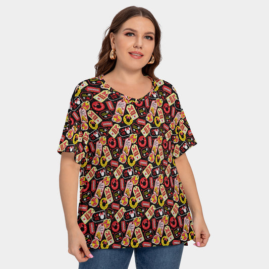 Minnie Tags Women's Plus Size Short Sleeve T-shirt With Sleeve Loops