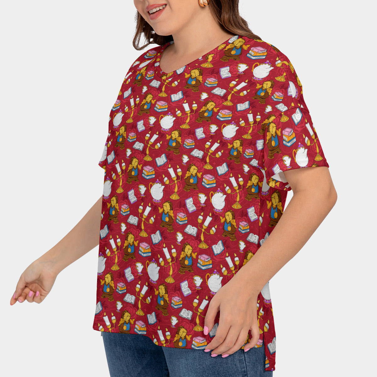 Belle's Friends Women's Plus Size Short Sleeve T-shirt With Sleeve Loops