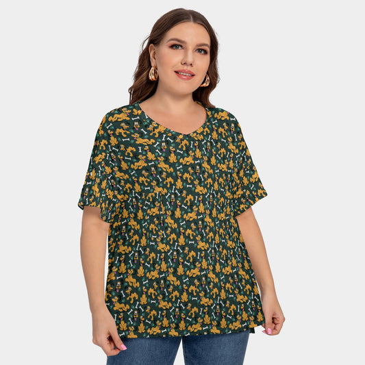Disney Pluto Life Is Better With A Dog Women's Plus Size Short Sleeve T-shirt With Sleeve Loops