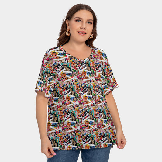 Selfies Women's Plus Size Short Sleeve T-shirt With Sleeve Loops