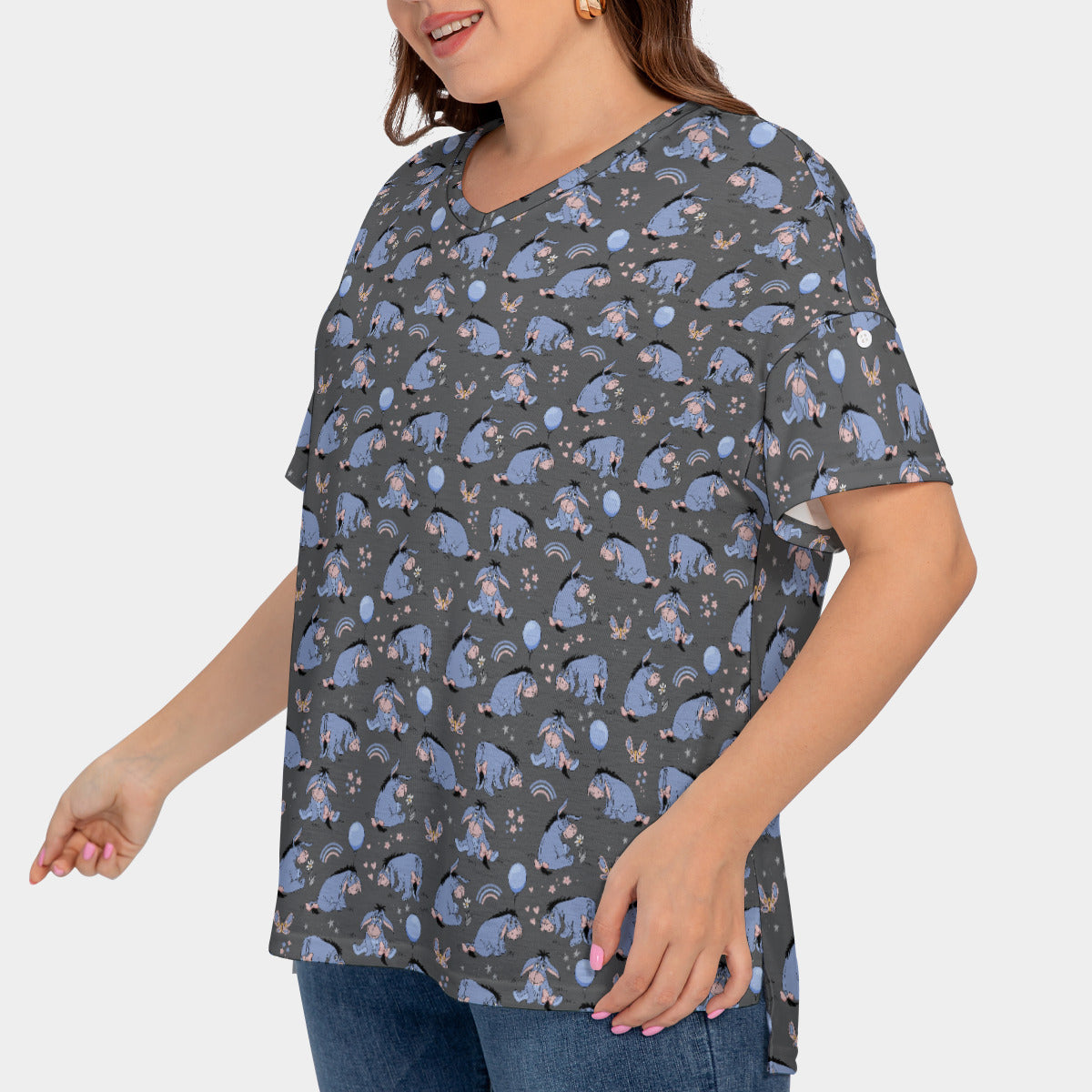 Thanks For Noticing Me Women's Plus Size Short Sleeve T-shirt With Sleeve Loops